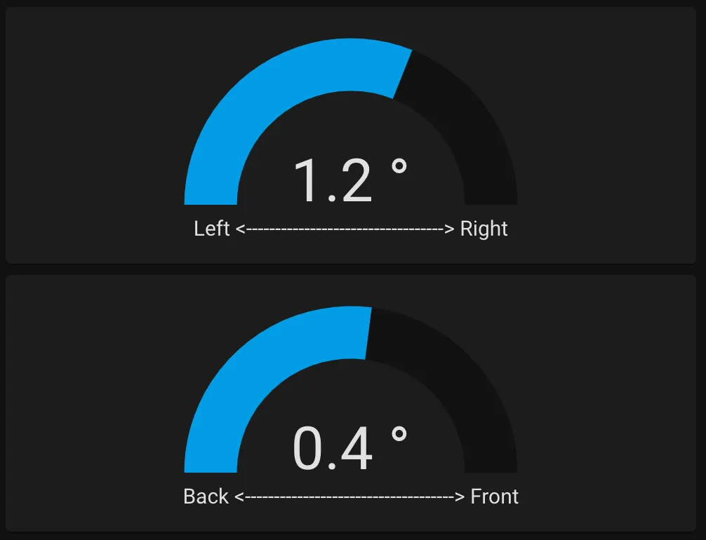 Tilt sensor displayed in Home Assistant