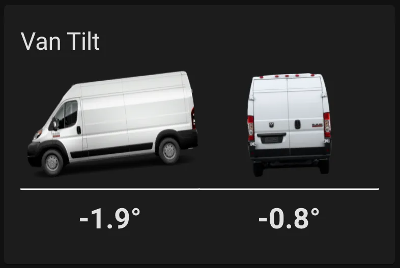 Custom van tilt sensor card in Home Assistant