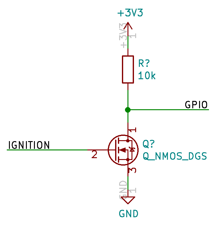 Ignition sense circuit — MOSFET voltage divider