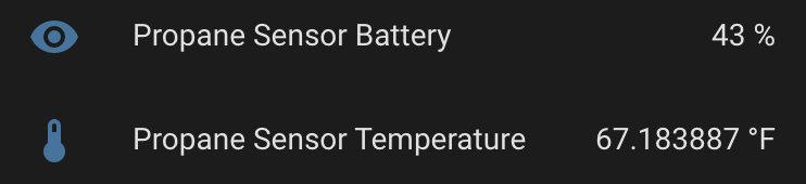 Propane sensor details in Home Assistant
