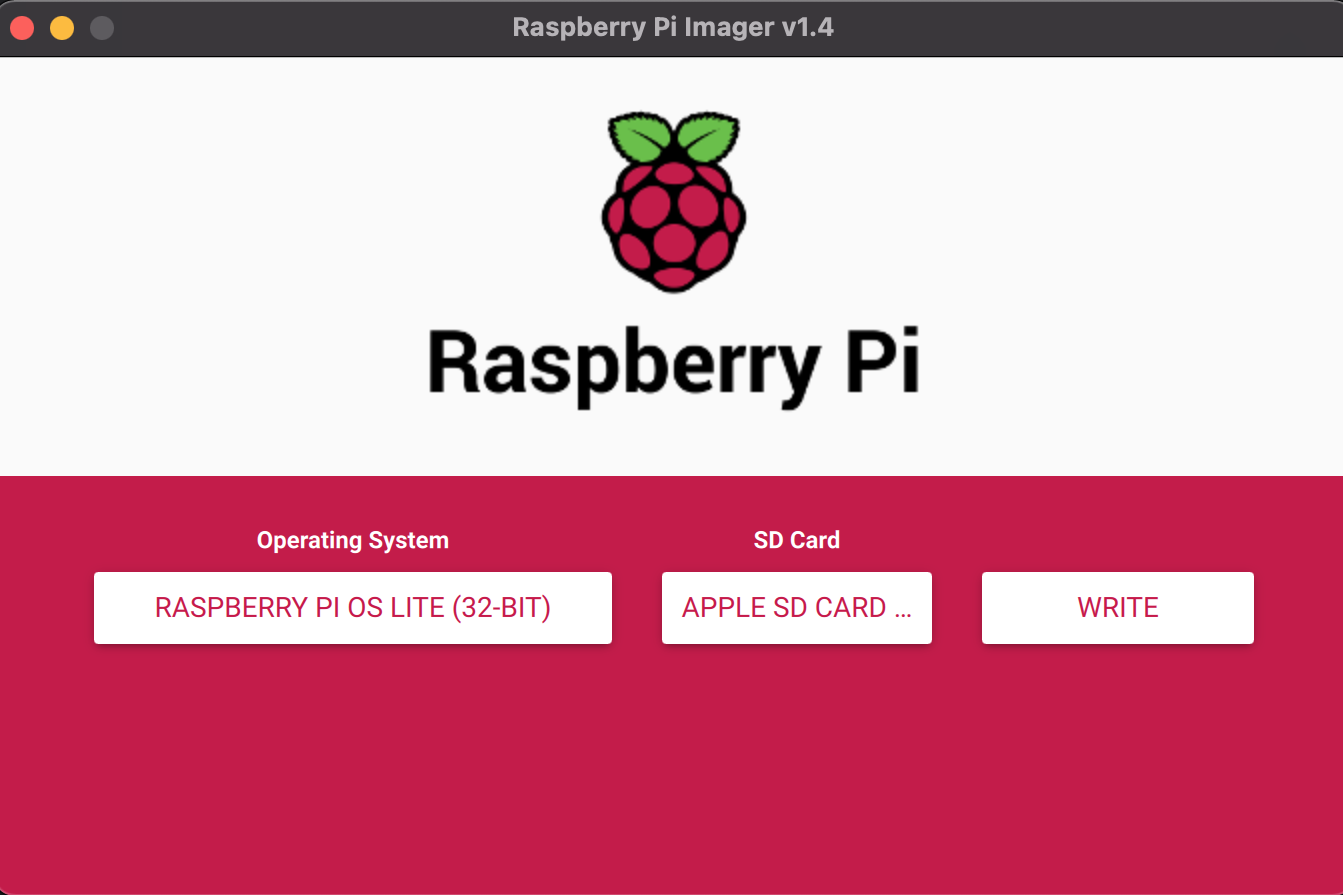 Raspberry Pi Imager showing OS selection