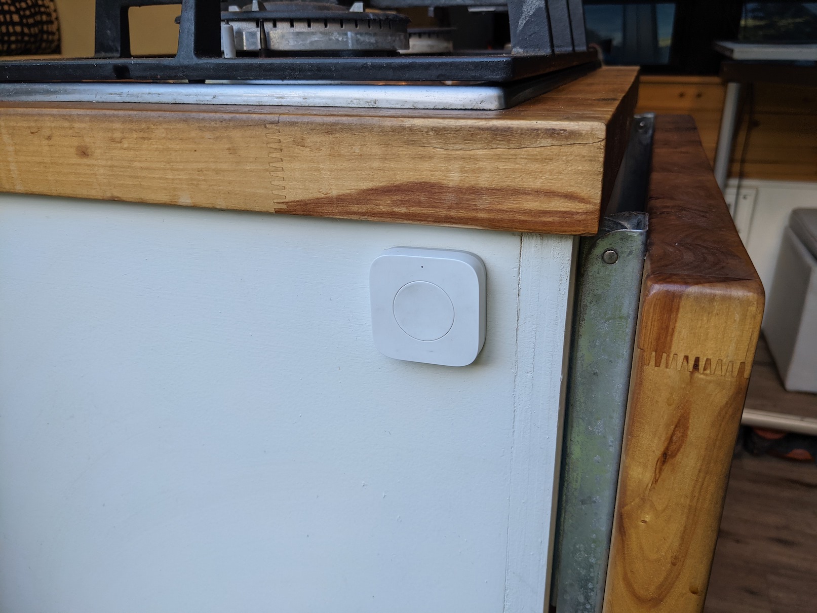 Aqara wireless switch mounted in the van