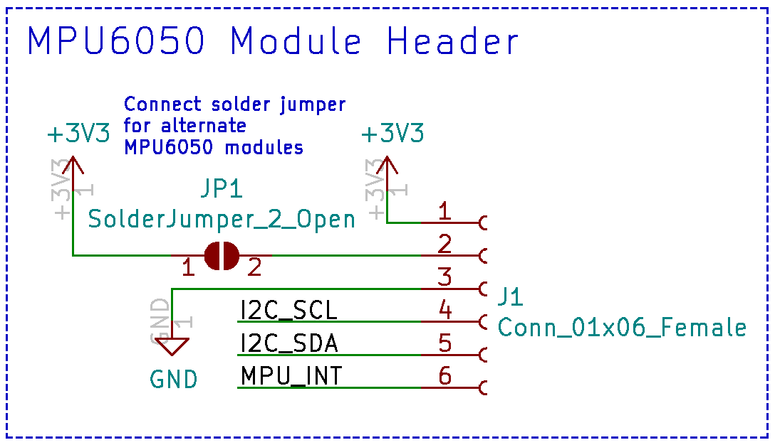 ESP8266 PCB with MPU6050 header highlighted